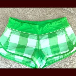 LULULEMON Green & White Plaid Speed Running Short
